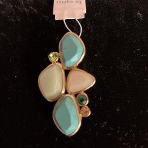 Lia Sophia turquoise & jade pendant